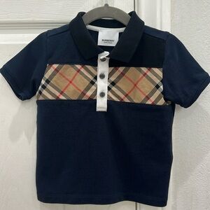 Baby boys navy Burberry collared polo shirt 2year old